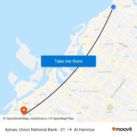 Ajman, Union National Bank - 01 to Al Hamriya map