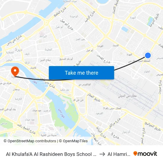 Al Khulafa'a Al Rashideen Boys School - 01 to Al Hamriya map