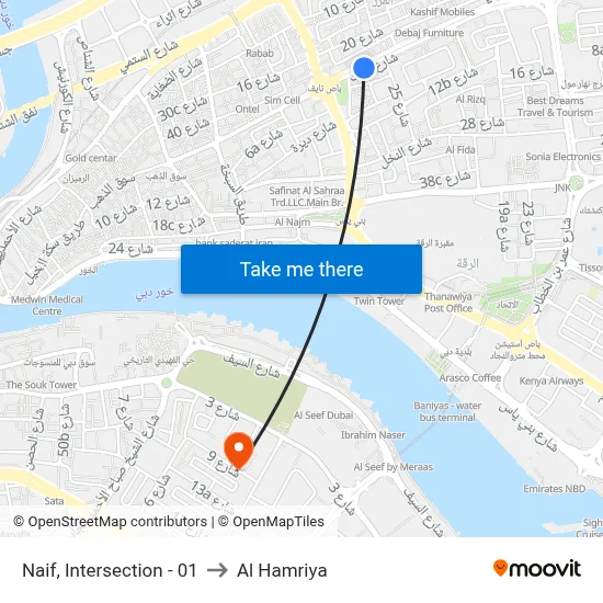 Naif, Intersection - 01 to Al Hamriya map