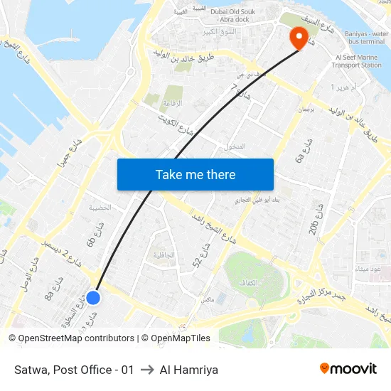 Satwa, Post Office - 01 to Al Hamriya map