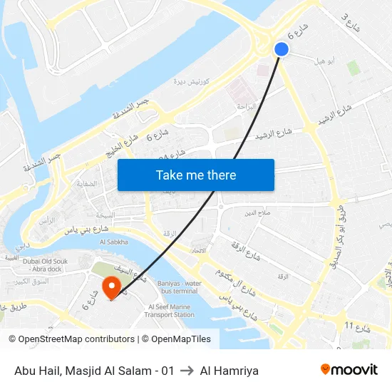 Abu Hail, Al Salam Mosque - 01 to Al Hamriya map