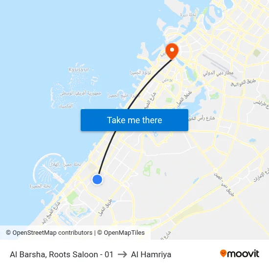 Al Barsha, Roots Saloon - 01 to Al Hamriya map