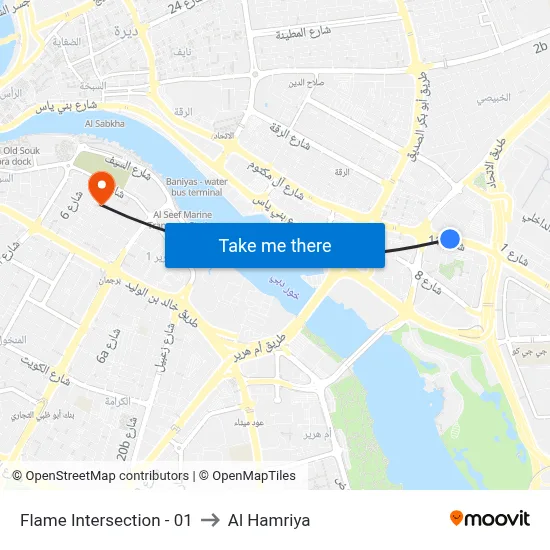 Flame Intersection - 01 to Al Hamriya map
