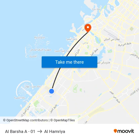 Al Barsha A - 01 to Al Hamriya map