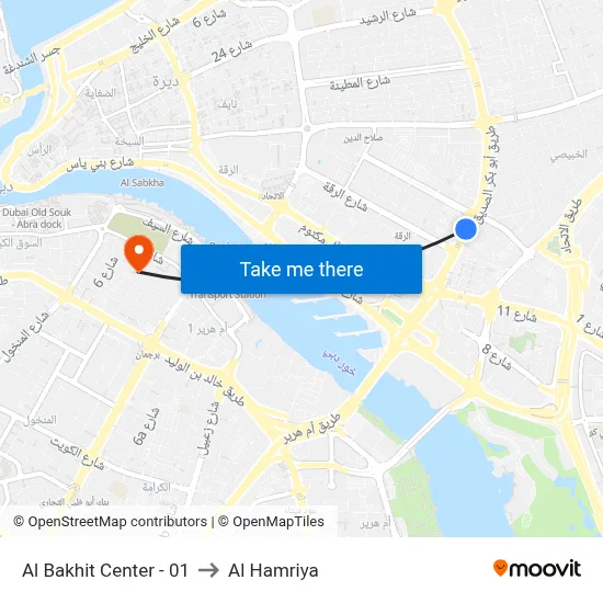 Al Bakhit Center - 01 to Al Hamriya map