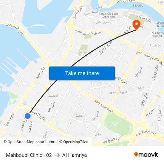 Mahboubi Clinic - 02 to Al Hamriya map