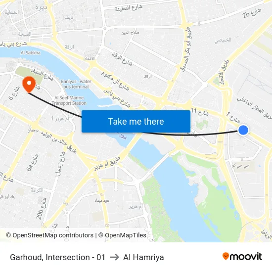 Garhoud, Intersection - 01 to Al Hamriya map
