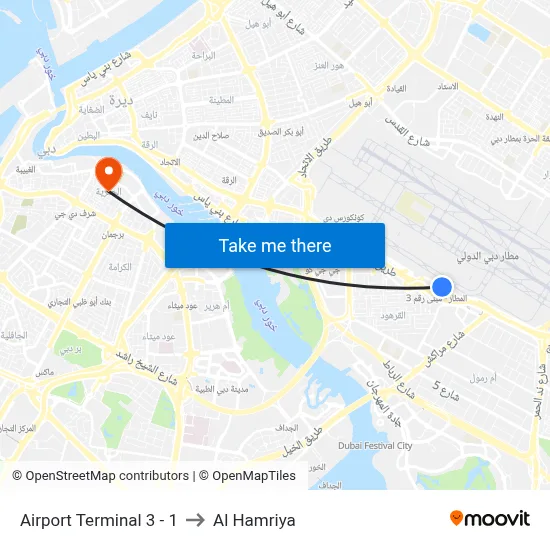 Airport Terminal 3 - 1 to Al Hamriya map