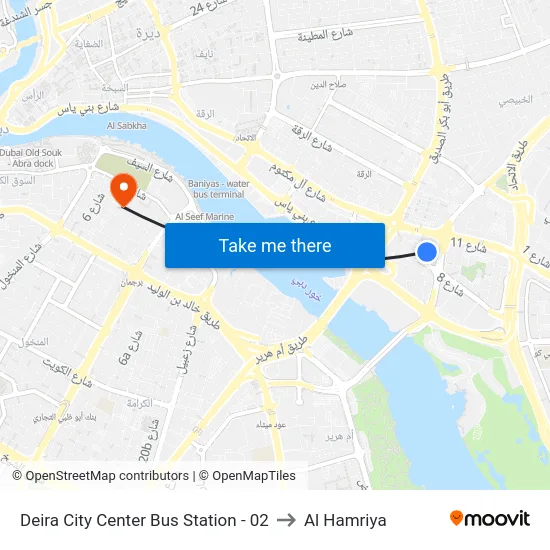 Deira City Center Bus Station - 02 to Al Hamriya map