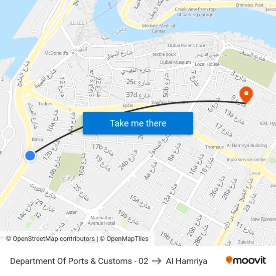 Department Of Ports & Customs - 02 to Al Hamriya map