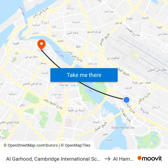 Al Garhoud, Cambridge International School - 01 to Al Hamriya map