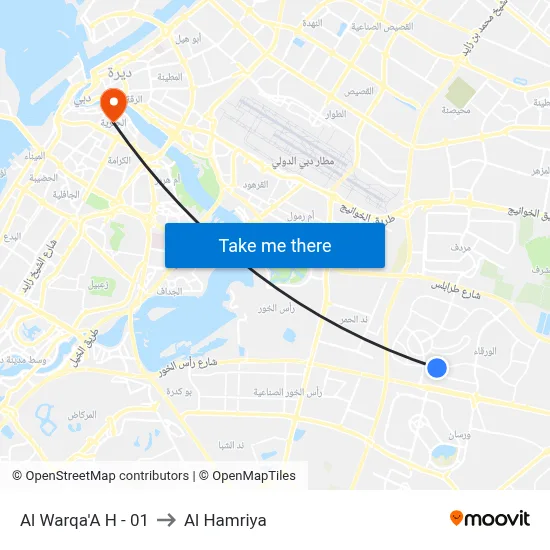 Al Warqa'a H - 01 to Al Hamriya map