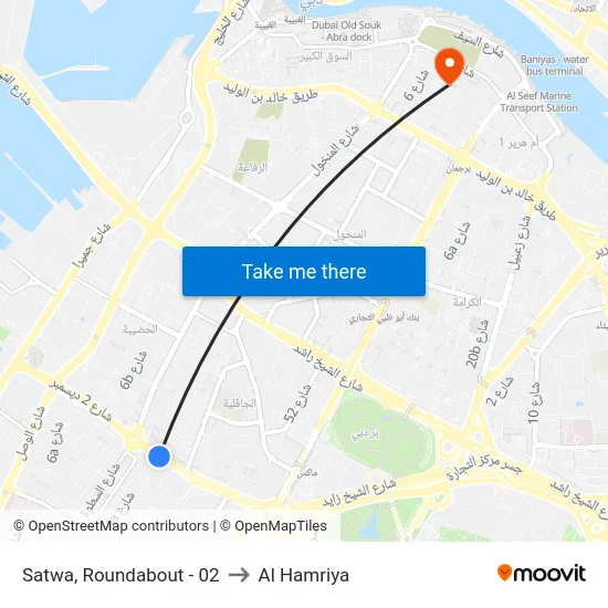 Satwa, Roundabout - 02 to Al Hamriya map