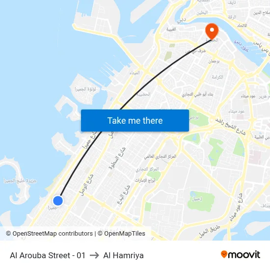 Al Arouba Street - 01 to Al Hamriya map