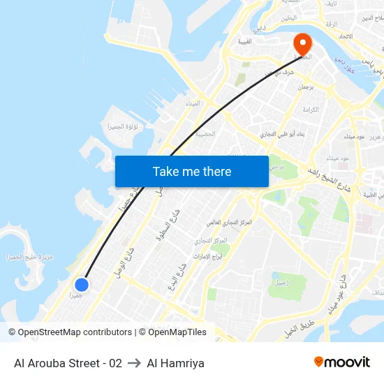 Al Arouba Street - 02 to Al Hamriya map