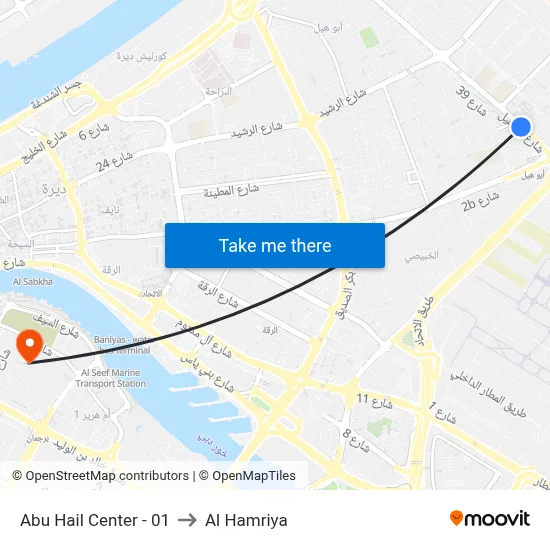 Abu Hail Center - 01 to Al Hamriya map