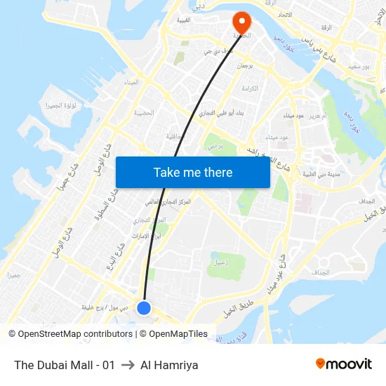 The Dubai Mall - 01 to Al Hamriya map