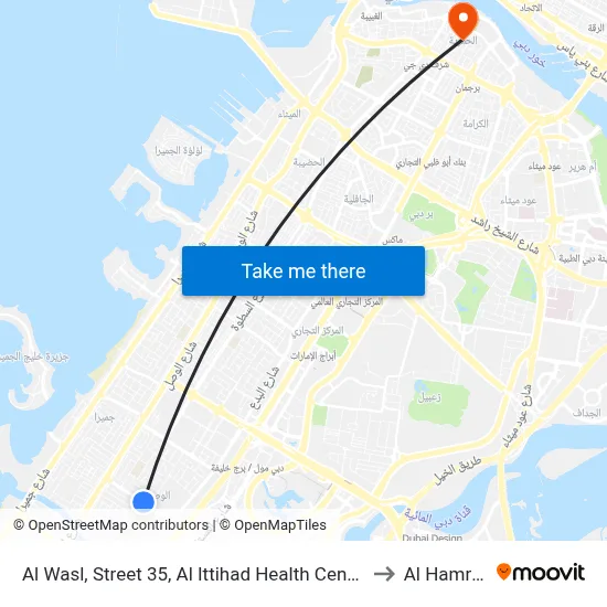 Al Wasl, Street 35,  Al Ittihad Health Center - 1 to Al Hamriya map