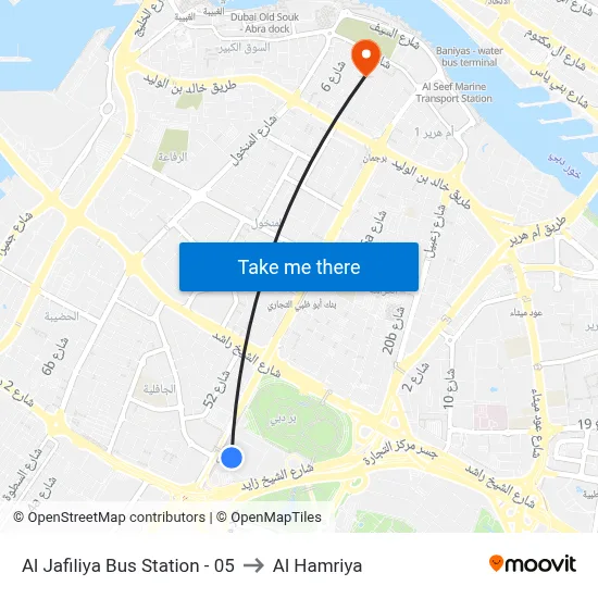 Al Jafiliya Bus Station - 05 to Al Hamriya map