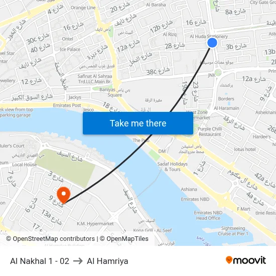 Al Nakhal 1 - 02 to Al Hamriya map