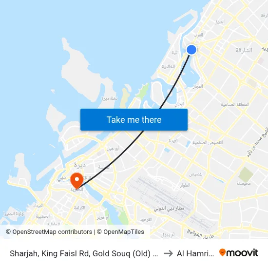 Sharjah, King Faisl Rd, Gold Souq (Old) - 01 to Al Hamriya map