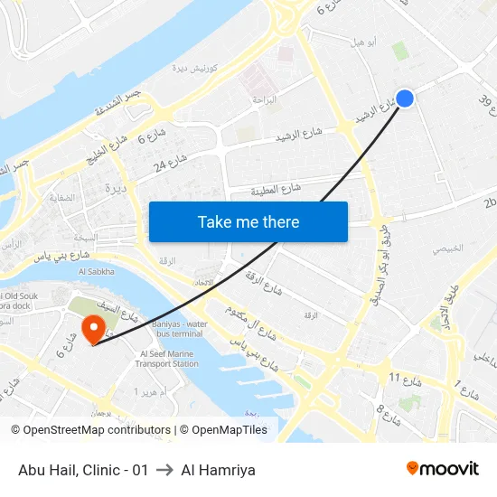 Abu Hail, Clinic - 01 to Al Hamriya map