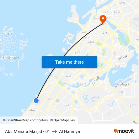 Abu Manara Mosque - 01 to Al Hamriya map