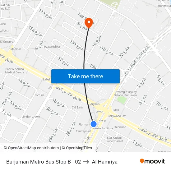 Burjuman Metro Bus Stop B - 02 to Al Hamriya map