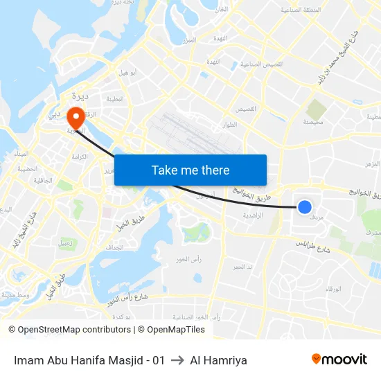 Imam Abu Hanifa Mosque - 01 to Al Hamriya map