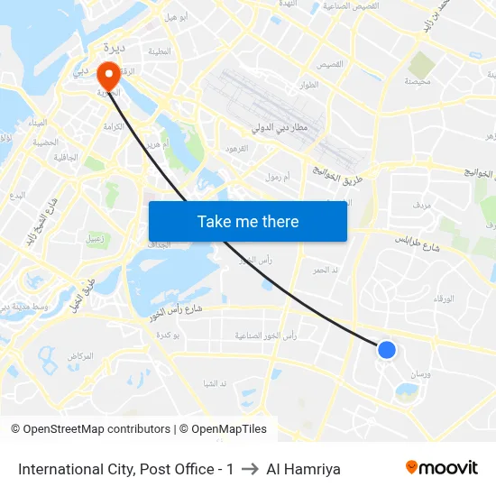 International City, Post Office - 1 to Al Hamriya map