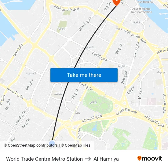 World Trade Centre Metro Station to Al Hamriya map