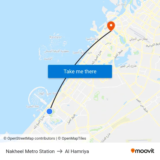Nakheel Metro Station to Al Hamriya map