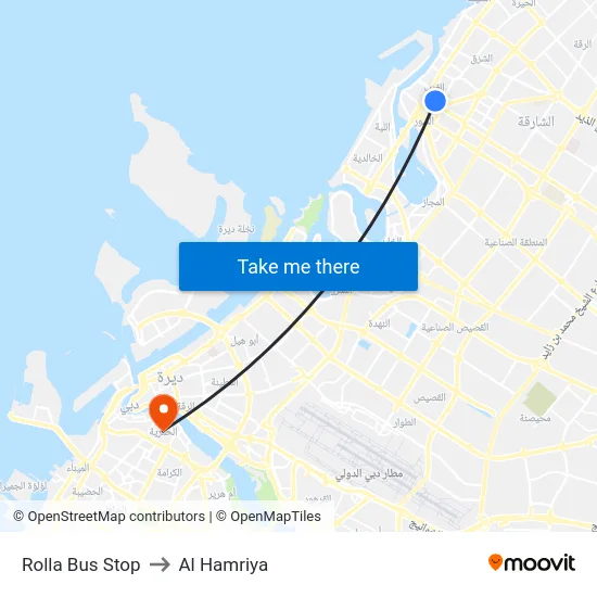 Rolla Bus Stop to Al Hamriya map
