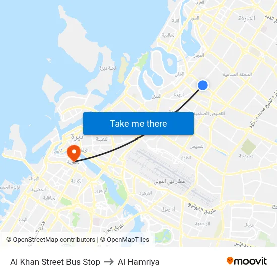 Al Khan Street Bus Stop to Al Hamriya map