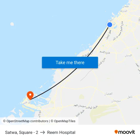 Satwa, Square - 2 to Reem Hospital map