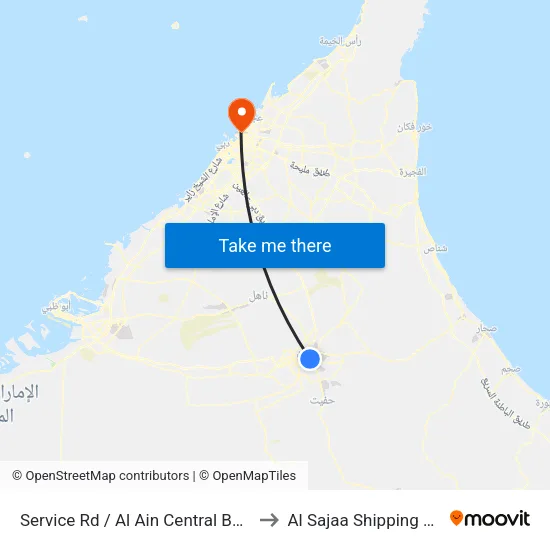 Service Road / Al Ain Central Bus Station to Al Sajaa Shipping Agency map