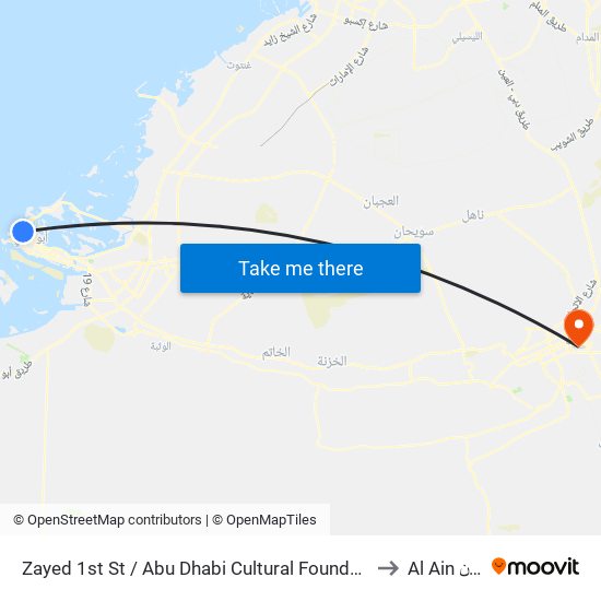 Zayed 1st St / Abu Dhabi Cultural Foundation to Al Ain العين map