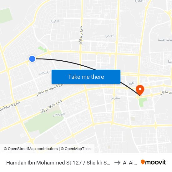 Hamdan Ibn Mohammed St 127 / Sheikh Sultan Al Darmaki Mosque to Al Ain العين map