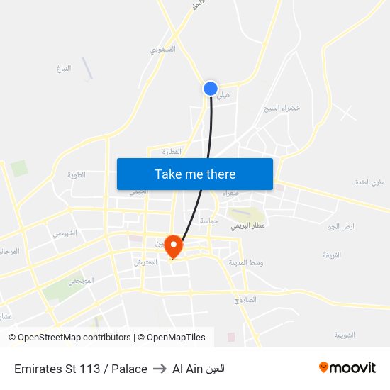 Emirates St 113 / Palace to Al Ain العين map