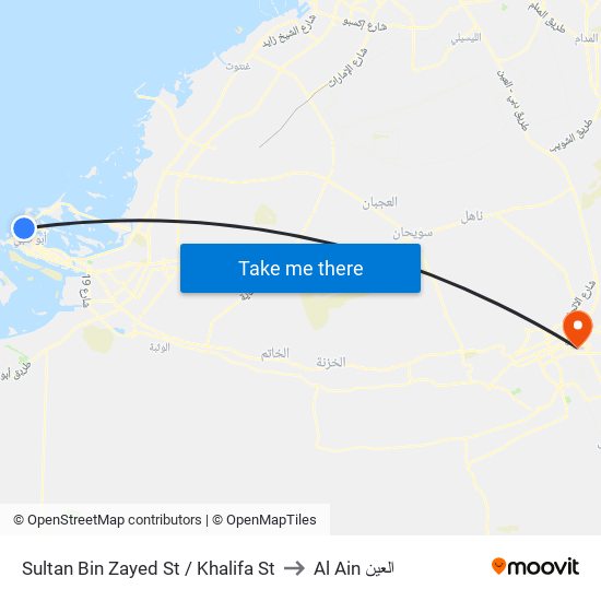 Sultan Bin Zayed St / Khalifa St to Al Ain العين map