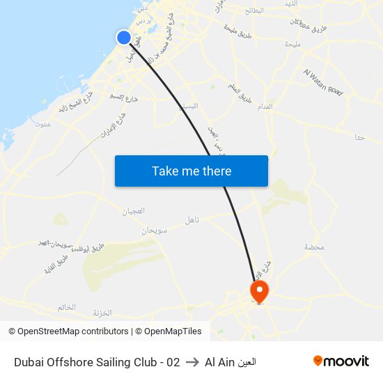 Dubai Offshore Sailing Club - 02 to Al Ain العين map