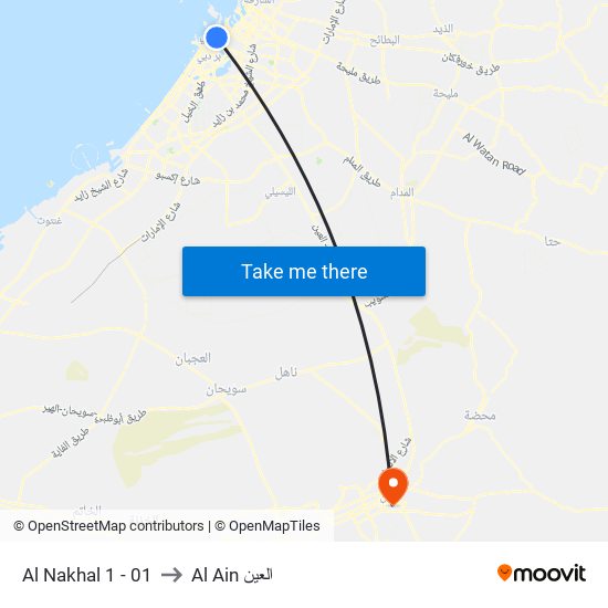 Al Nakhal 1 - 01 to Al Ain العين map