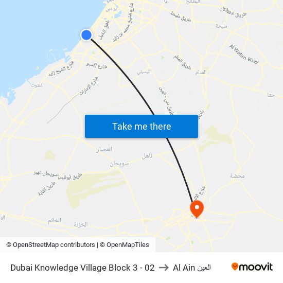 Dubai Knowledge Village Block 3 - 02 to Al Ain العين map