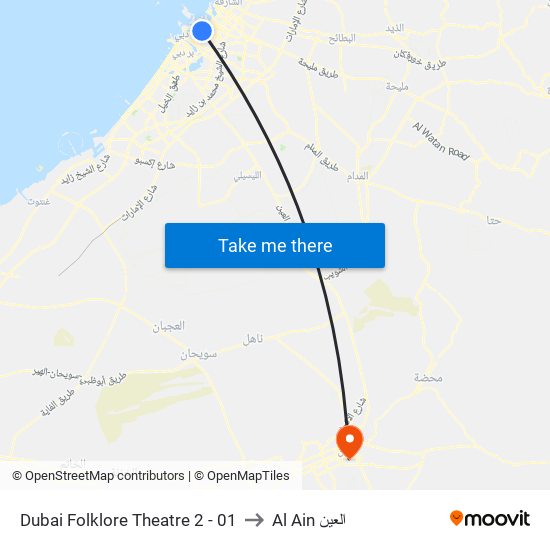Dubai Folklore Theatre 2 - 01 to Al Ain العين map