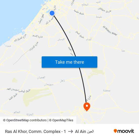 Ras Al Khor, Comm. Complex - 1 to Al Ain العين map