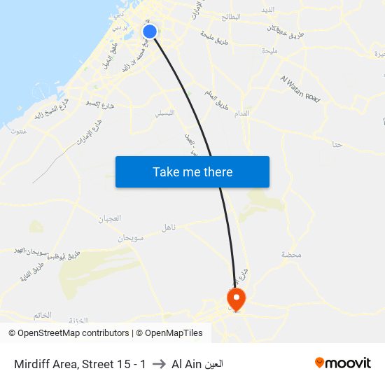 Mirdiff Area, Street 15 - 1 to Al Ain العين map