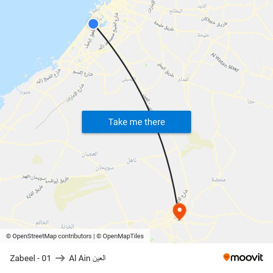 Zabeel - 01 to Al Ain العين map