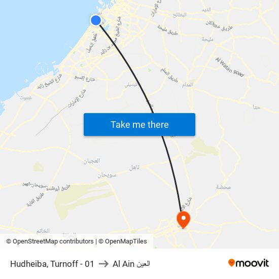 Hudheiba, Turnoff - 01 to Al Ain العين map