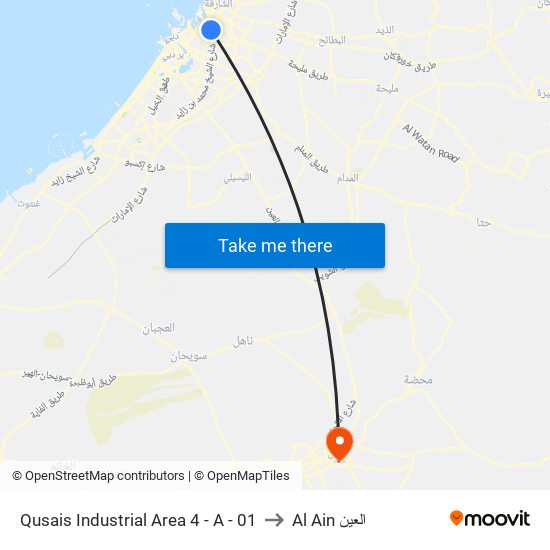 Qusais Industrial Area 4 - A - 01 to Al Ain العين map