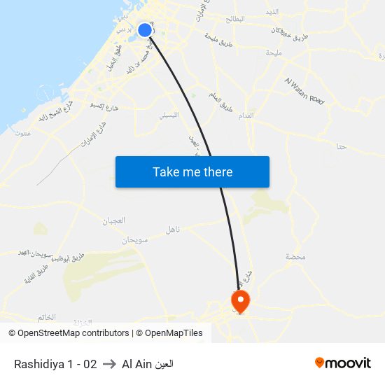 Rashidiya 1 - 02 to Al Ain العين map